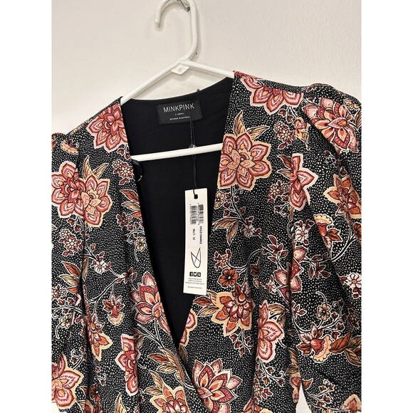 MinkPink Revolve Mehdya Floral Wrap Midi Dress Sz XSmall NWT - Picture 11 of 11